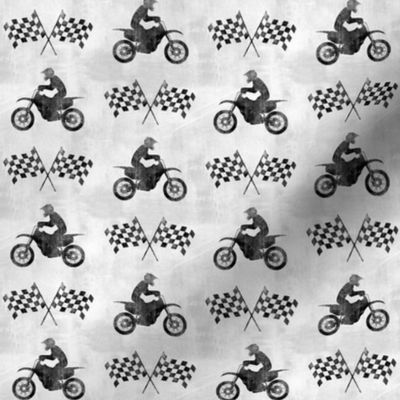 motocross rider and flags  -  grey -  dirt bikes - LAD20