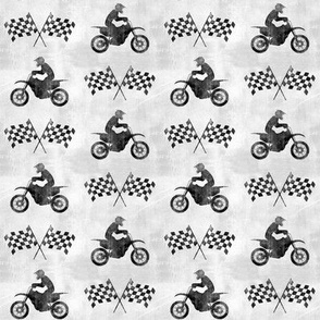 motocross rider and flags  -  grey -  dirt bikes - LAD20