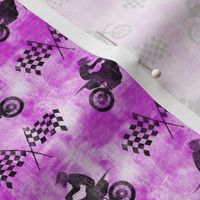 motocross rider and flags  -  purple -  dirt bikes - LAD20