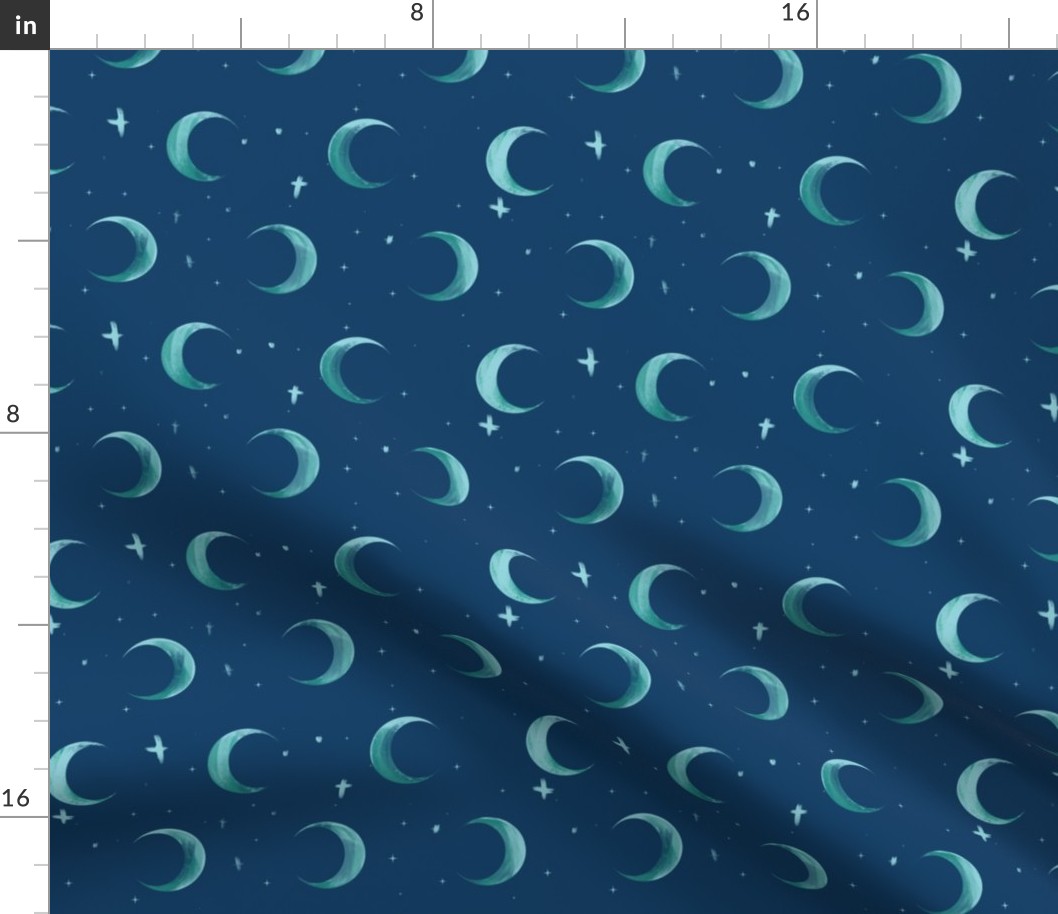 Crescent Moon and Stars - Rough Painted Robe Lining