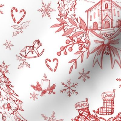 Christmas Day toile // red on white