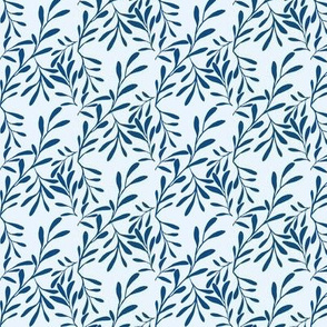 A Drift of Classic Blue Leaves on Ice Blue - Small Scale