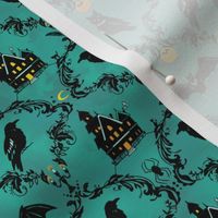 Haunted Raven Damask // small teal