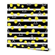 Black and white stripe, yellow spot, silver triangle - large scale