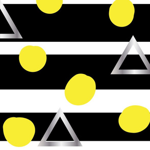 Black and white stripe, yellow spot, silver triangle - large scale