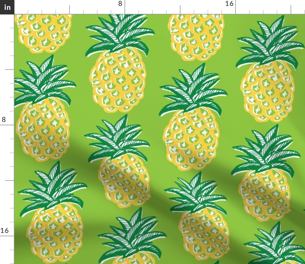 Pineapples on apple green ~  summer