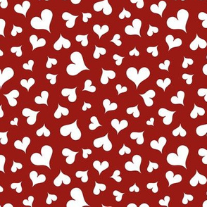 White Hearts On Red Fabric, Wallpaper and Home Decor