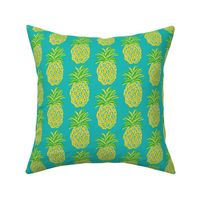 Pineapples on teal blue ~  summer