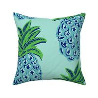 Pineapple fabric in Blue and mint green