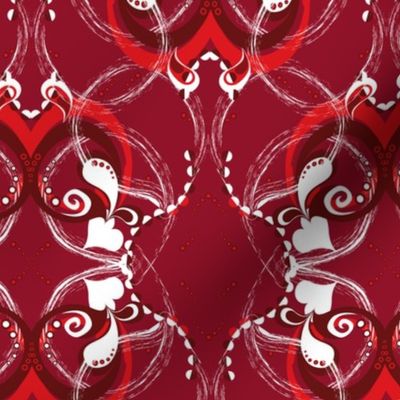 red whirl - double mirrored damask