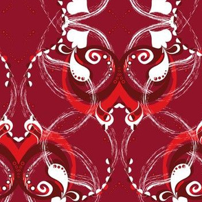 red whirl - double mirrored damask