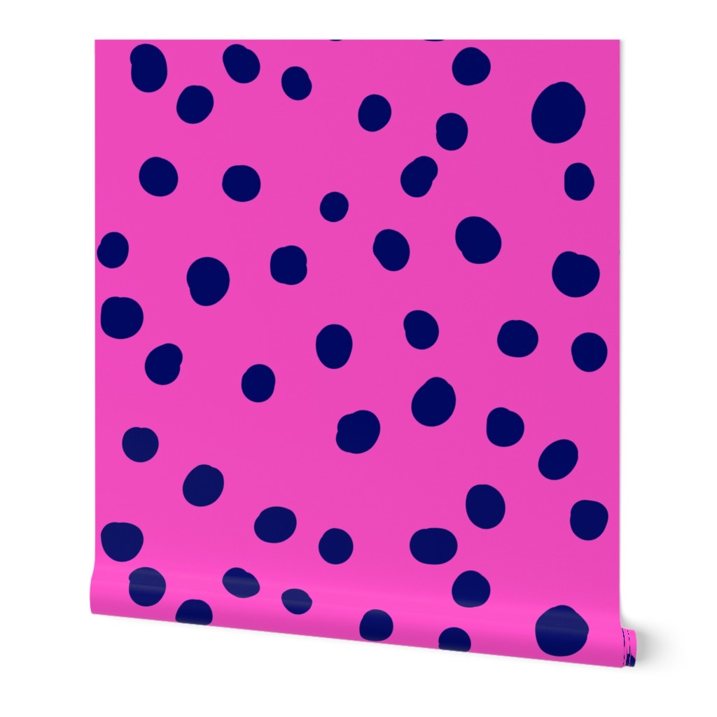 Pop Stripe Co-ordinates Dots Navy and Pink - large scale
