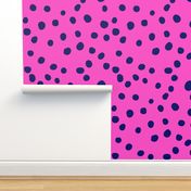 Pop Stripe Co-ordinates Dots Navy and Pink - large scale