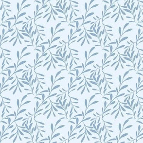 A Drift of Slate Blue Leaves on Ice Blue - Small Scale