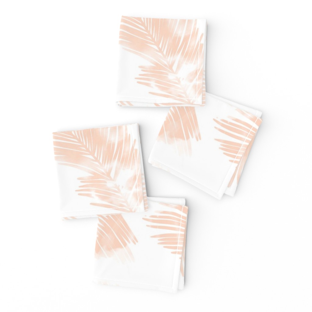 LARGE watercolour palm leaf silhouette - peach and white