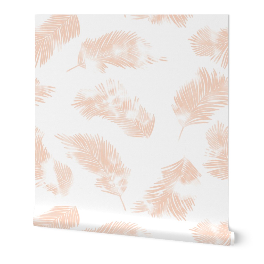 LARGE watercolour palm leaf silhouette - peach and white