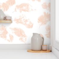 LARGE watercolour palm leaf silhouette - peach and white