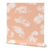 LARGE tropical leaves - watercolour palm leaf silhouette - peach