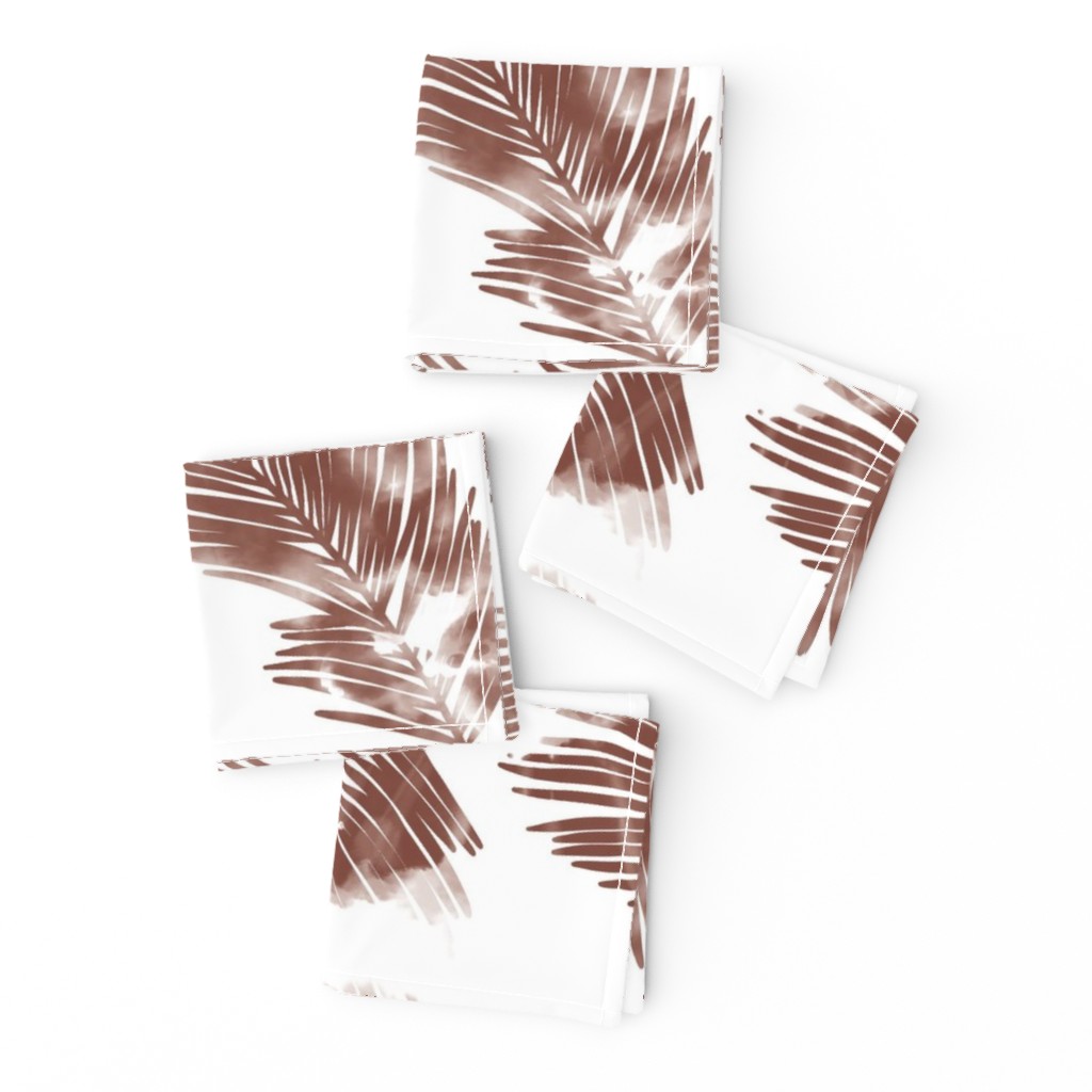 LARGE watercolour palm leaf silhouette - rust and white