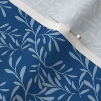 A Drift of Slate Blue Leaves on Classic Blue - Small Scale