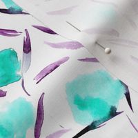 Watercolor aqua cotton flowers for modern home decor, bedding, nursery