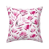 Fuchsia watercolor cotton flowers ★ painted tonal florals for modern home decor, bedding, nursery