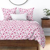 Fuchsia watercolor cotton flowers ★ painted tonal florals for modern home decor, bedding, nursery