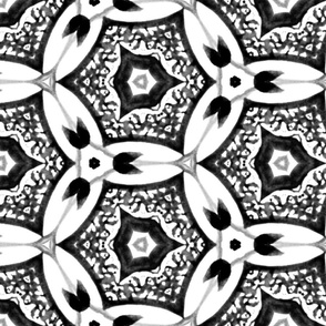 Boho Black & White circles mosaic large Wallpaper