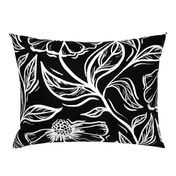 Night Floral - large scale black and white floral