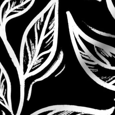 Night Floral - large scale black and white floral