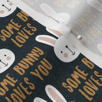 some bunny loves you - cute bunnies on dark blue - LAD20