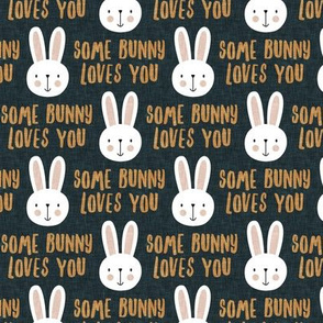 some bunny loves you - cute bunnies on dark blue - LAD20