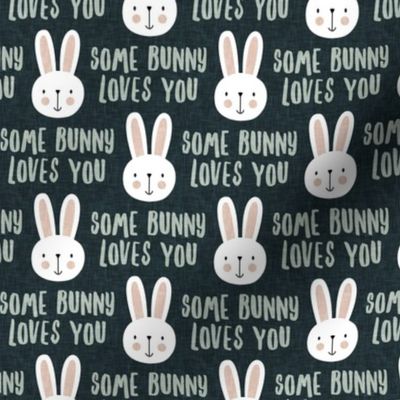 some bunny loves you - cute bunnies- blue on blue - LAD20