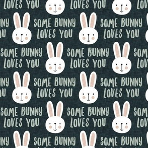 some bunny loves you - cute bunnies- blue on blue - LAD20