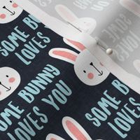 some bunny loves you - cute bunnies on blue - LAD20