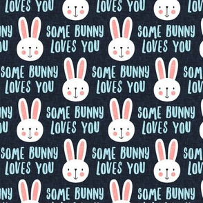 some bunny loves you - cute bunnies on blue - LAD20
