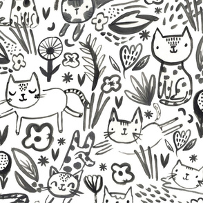 Painterly Frolicking Cats - Large