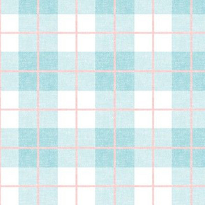 Spring plaid - pink on blue - double grid - LAD20
