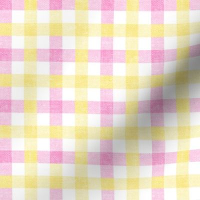 Easter Plaid - Spring Plaid - pink and yellow - Gingham Check - LAD20