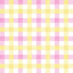 Easter Plaid - Spring Plaid - pink and yellow - Gingham Check - LAD20