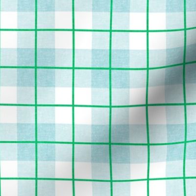 Spring plaid - green on blue - double grid - LAD20