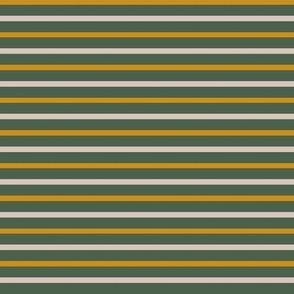 Breton Stripe in Green, Gold and Grey - Small