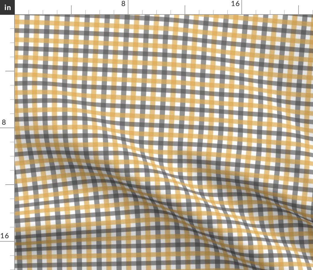 Gingham - Charcoal and Gold, Small