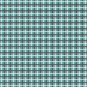 Gingham - Aqua, Grey and Icy Blue, Small