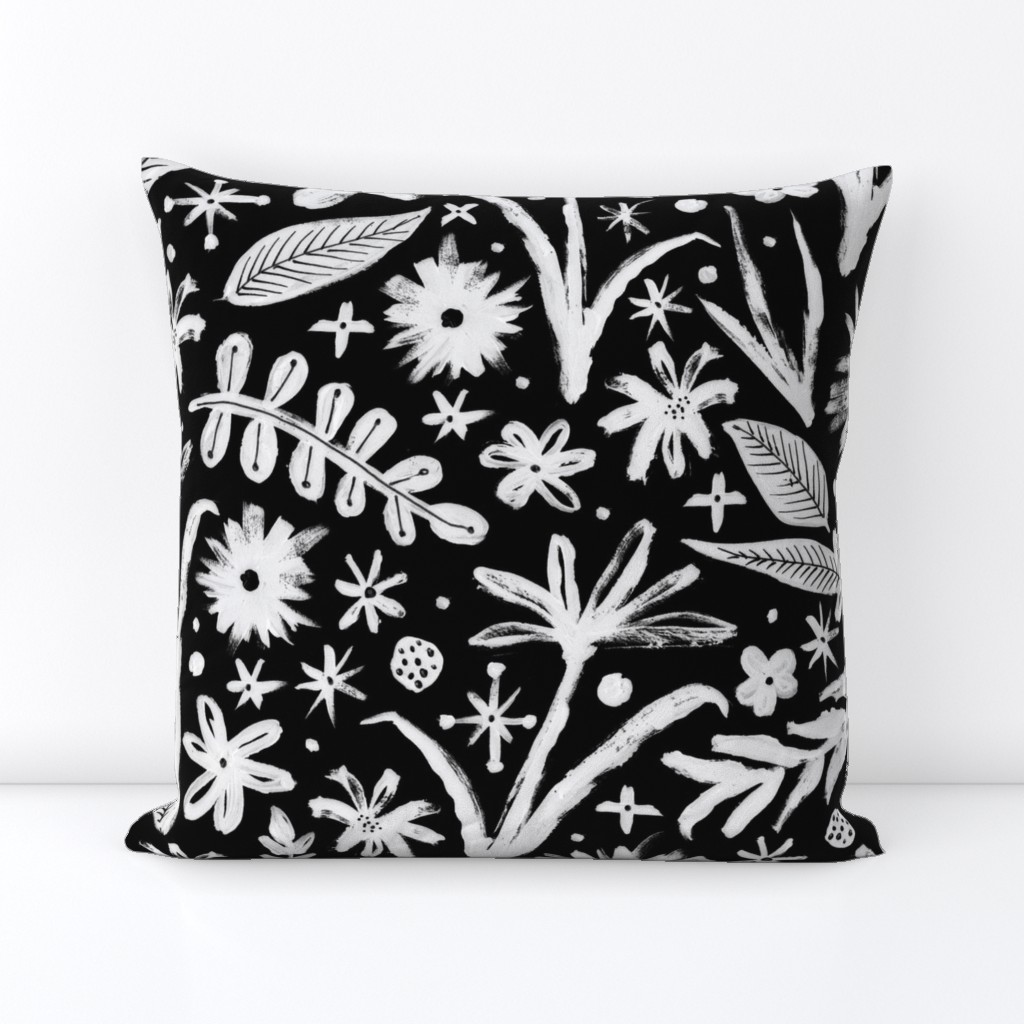 brushy black and white floral