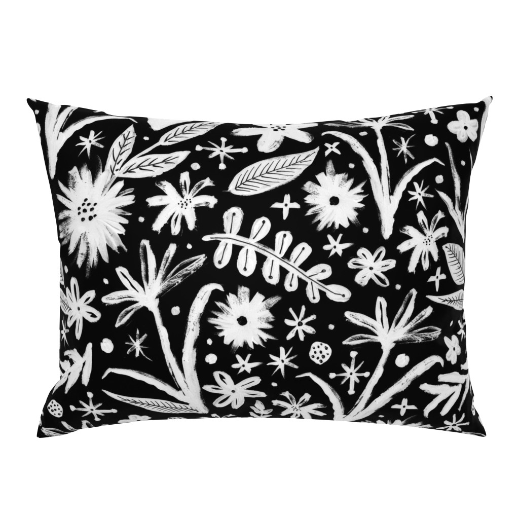 brushy black and white floral