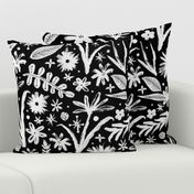 brushy black and white floral