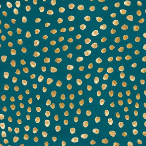 gold metallic dots on deep teal 