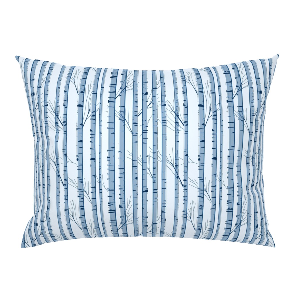 Birch Wood Trees on Blue Snowy Day Limited Color Palette Design Challenge