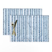Birch Wood Trees on Blue Snowy Day Limited Color Palette Design Challenge